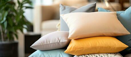 Arrange pillows in the living room photo