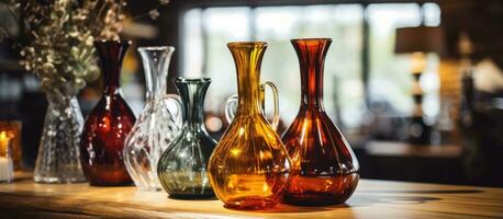 Carafe with decorative items in shop display photo