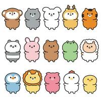 Set of cute animals character cartoon design stand on white background.Farm vector