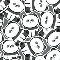 Seamless pattern of cute panda bear sit sticker cartoon background.Chinese animal hand drawn.Smile face.Image for card,poster,baby clothing.Kawaii.Vector.Illustration. vector