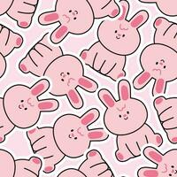 Seamless pattern of cute pink rabbit sit background.Easter day.Spring.Animal character cartoon design.Kid graphic design.Repeat.Kawaii.Vector.Illustration. vector