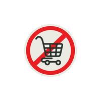 vector sign of prohibited shopping, or prohibited from carrying a shopping basket.