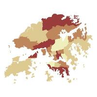 Hong Kong map. Map of Hong Kong in administrative regions vector