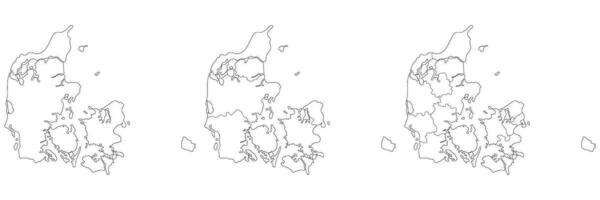 Denmark map set. Map of Denmark in set vector