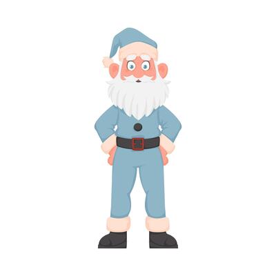 Santa claus cartoon character in blue outfit