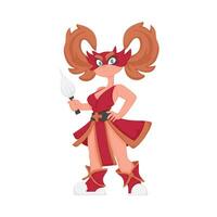 Cartoon funny and fabulous Chinese warrior girl. Cartoon style vector