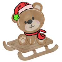 Brown bear wearing Christmas costume, Creative with illustration in flat design,watercolor. png