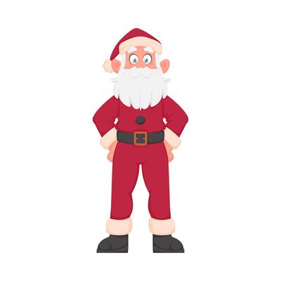 Santa claus cartoon character standing with his hands on his hips