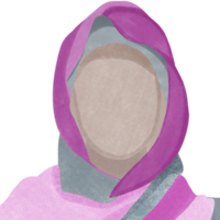 desenho animado personagem, muçulmano mulheres vestindo hijab com orando, criativo com ilustração dentro plano Projeto. png
