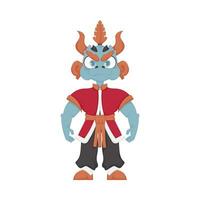 Cartoon funny and fabulous Chinese dragon warrior. Cartoon style vector