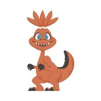 Mystical, fabulous funny orange dinosaur. Cartoon style vector