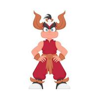 Cartoon funny and fabulous Chinese warrior girl. Cartoon style vector