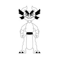A cartoon character with horns and a black and white design vector
