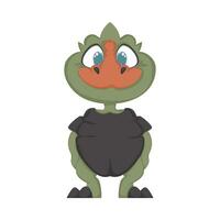 Mystical, fabulous funny green dinosaur. Cartoon style vector