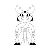 A cartoon character with horns and a sword vector