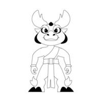 místico Shaolin guerrero en el formar de un chino continuar dibujos animados personaje. colorante estilo vector