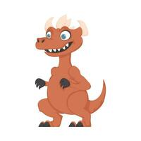 Mystical, fabulous funny orange dinosaur. Cartoon style vector