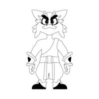 A cartoon character with a black and white background vector