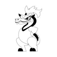 Cartoon funny and fabulous dragon dinosaur. Coloring style vector