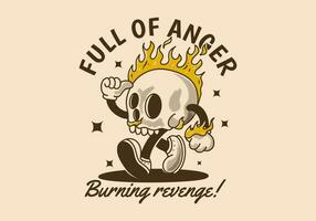 Full of anger, burning revenge. Mascot character illustration of burning skull vector