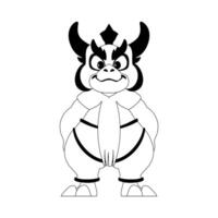 A black and white drawing of a demon vector