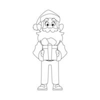Kind and sweet Santa Claus, the main character of the New Year holidays. Coloring style vector