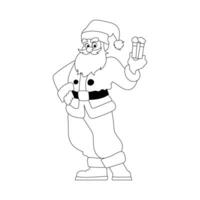 Kind and sweet Santa Claus, the main character of the New Year holidays. Coloring style vector