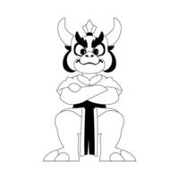 A cartoon character with horns and a sword vector