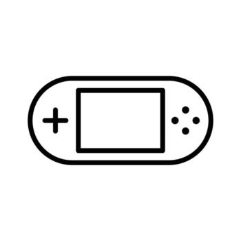 Portable video game console, gaming device icon in line style design isolated on white background. Editable stroke. vector
