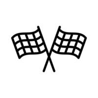 Cross checkered racing flags, sports finish line flag icon in line style design isolated on white background. Editable stroke. vector