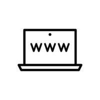 Laptop browser, www, world wide web, browse internet concept icon in line style design isolated on white background. Editable stroke. vector