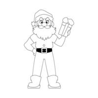 Kind and sweet Santa Claus, the main character of the New Year holidays. Coloring style vector