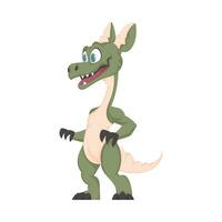 Mystical, fabulous funny green dinosaur. Cartoon style vector