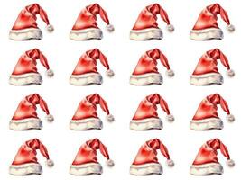 Seamless pattern texture of Santa Claus hats on a white background. photo