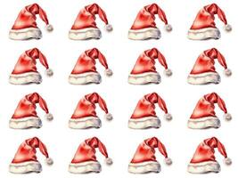 Seamless pattern texture of Santa Claus hats on a white background. photo