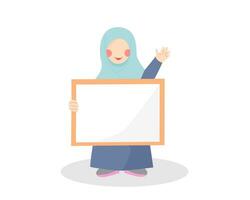 Cute Girl Holding Board Illustration vector