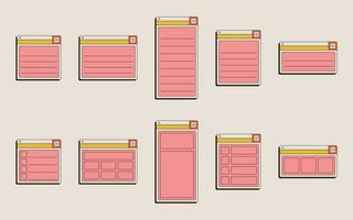 Collection of Retro Web UI Notes vector