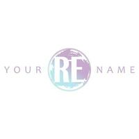 RE Initial Logo Watercolor Vector Design