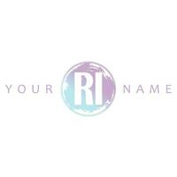 RI Initial Logo Watercolor Vector Design