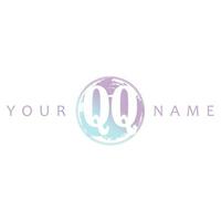 Q Initial Logo Watercolor Vector Design