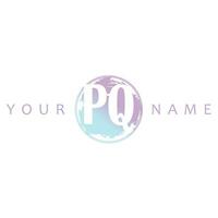 PQ Initial Logo Watercolor Vector Design