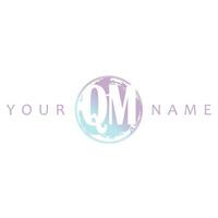 QM Initial Logo Watercolor Vector Design