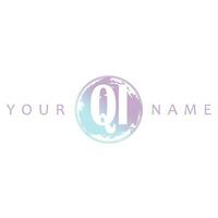 QI Initial Logo Watercolor Vector Design