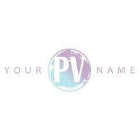 PV Initial Logo Watercolor Vector Design