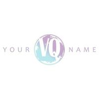 VQ Initial Logo Watercolor Vector Design