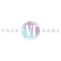 VI Initial Logo Watercolor Vector Design