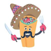 Trendy Mexican Burrito vector