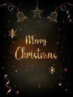 Merry Christmas with black color background. vector