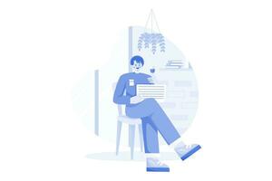 Mature Male Sits On Armchair Wineglass In Hand vector