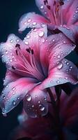 Pink flower with water drops. Generative AI photo